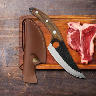 Faca de churrasco cozinha artesanal Artesanal Damasco Gourmet Profissional afiada aço inox C/bainha em couro legítimo em Oferta na Shopee