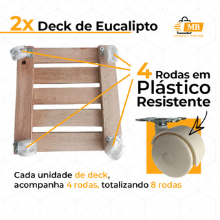 Kit 2 Unidades Suporte Base Com Rodas Vaso De Planta Melhor Madeira 30x30
