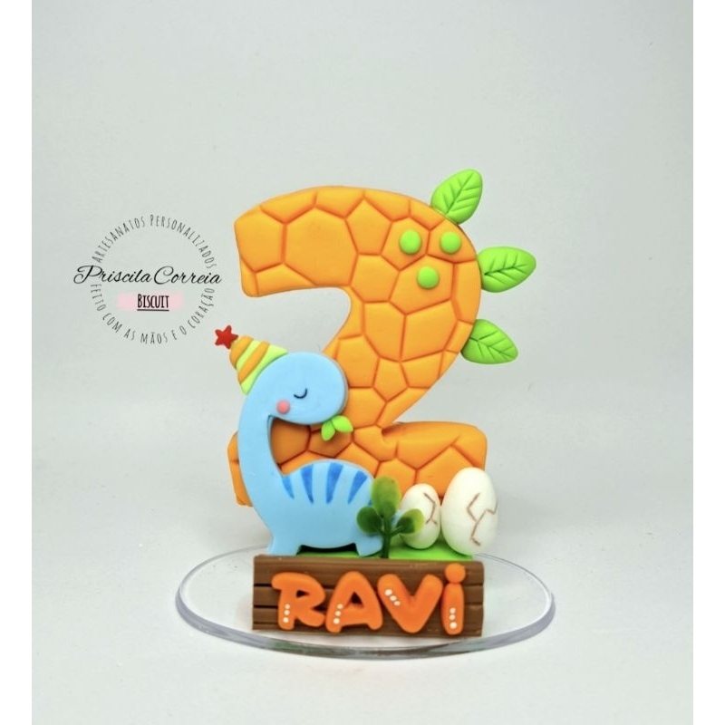 Vela de Aniversário em Biscuit Dino Baby