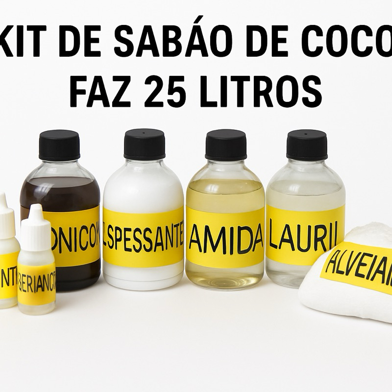 KIT PARA FABRICAÇÃO DE SABÃO DE COCO FAZ 25LITROS.