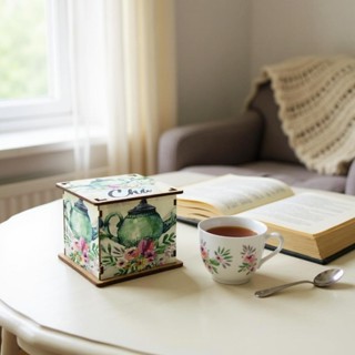 Caixa Porta Chá Pequena Decoração Bule Mdf em Oferta na Shopee