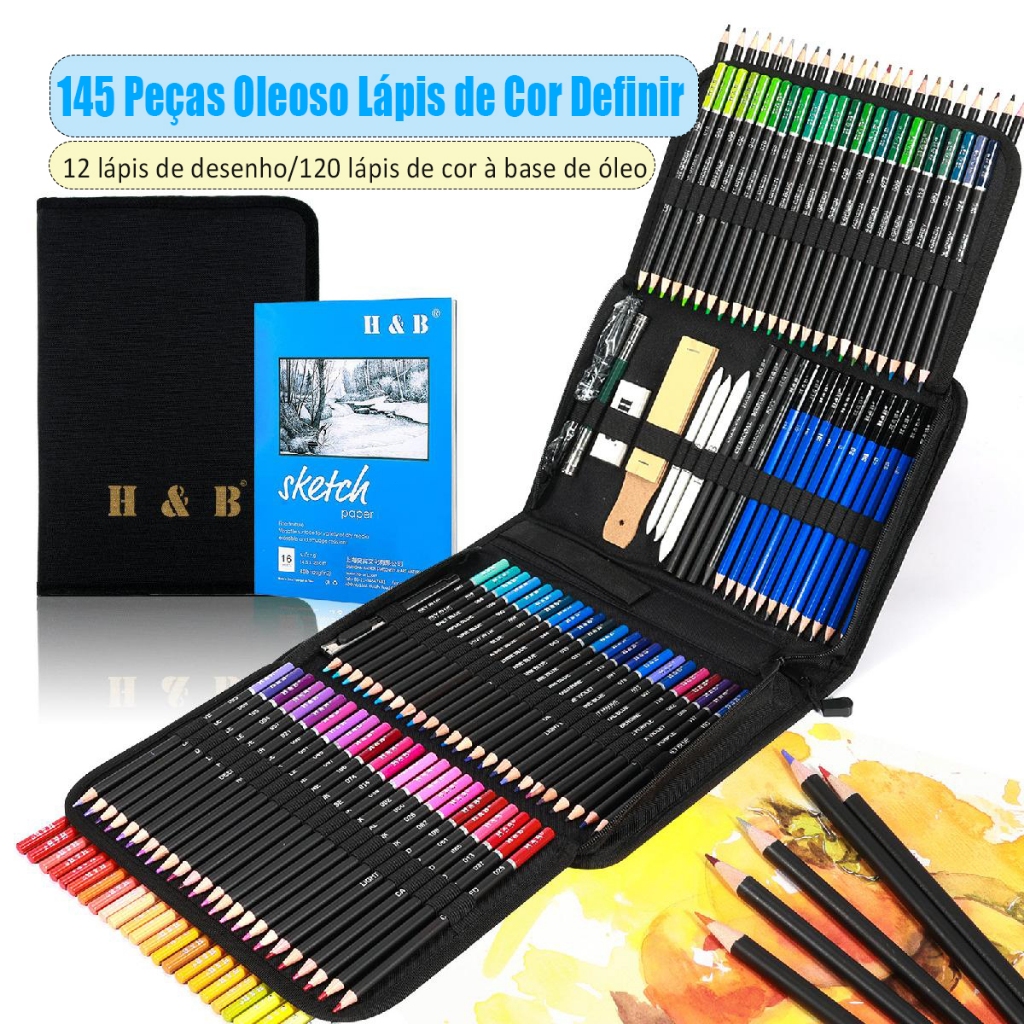 Kit 24/35/41 Desenho Profissional Estojo Lápis Esboço Arte Para
