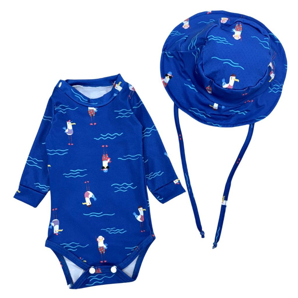 Kit Body + Chapéu Bebê Proteção Solar Praia Piscina Verão Infantil Roupa de Banho Menino e Menina em Oferta na Shopee