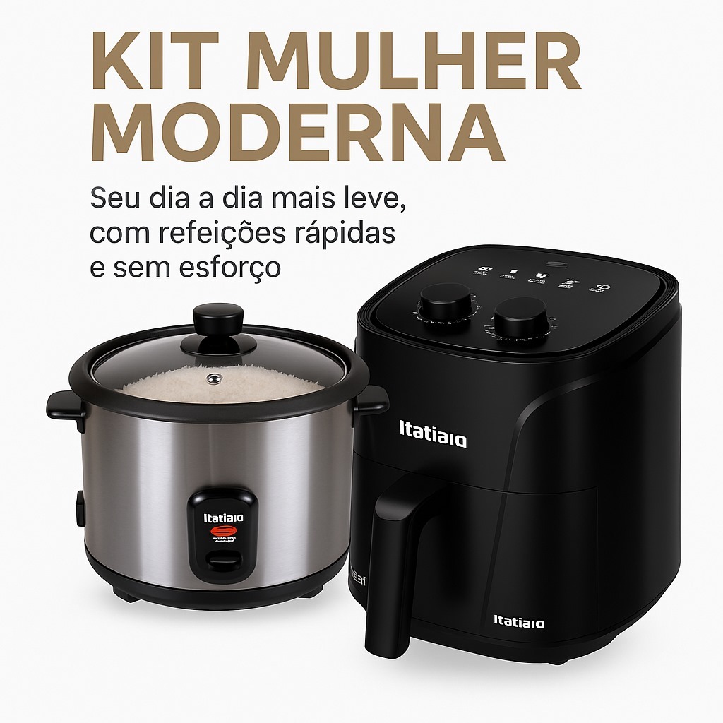Kit mulher moderna - Air fryer 4L + 1 Panela de arroz Itatiaia - Praticidade para seu dia a dia