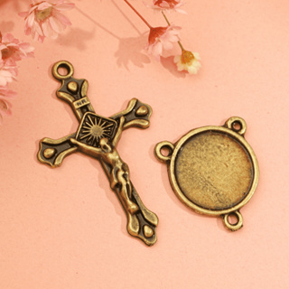 Kit Crucifixo + Entremeio Para Terço Dupla Face Redondo Para Personalizar Asas da Fé em Oferta na Shopee