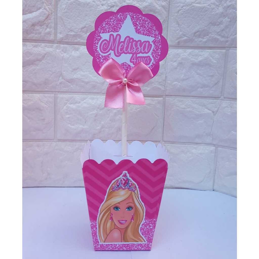 Centro de Mesa Cachepot da Barbi Personalizadas | Lembrancinhas | Festa infantil | Aniversario  | Caixinhas