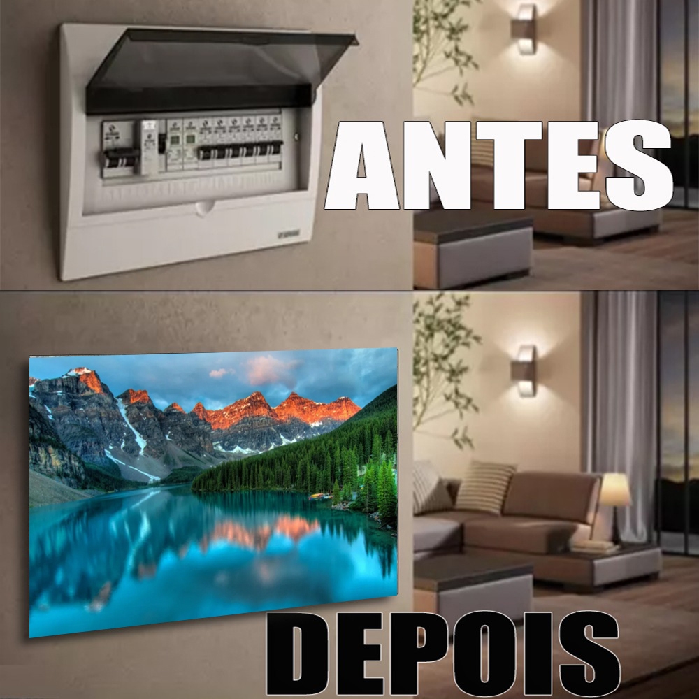 Quadro 90x80 Moldura Esconde Caixa Luz Energia Cobrir Distribuição Disjuntores decorativo paisagem