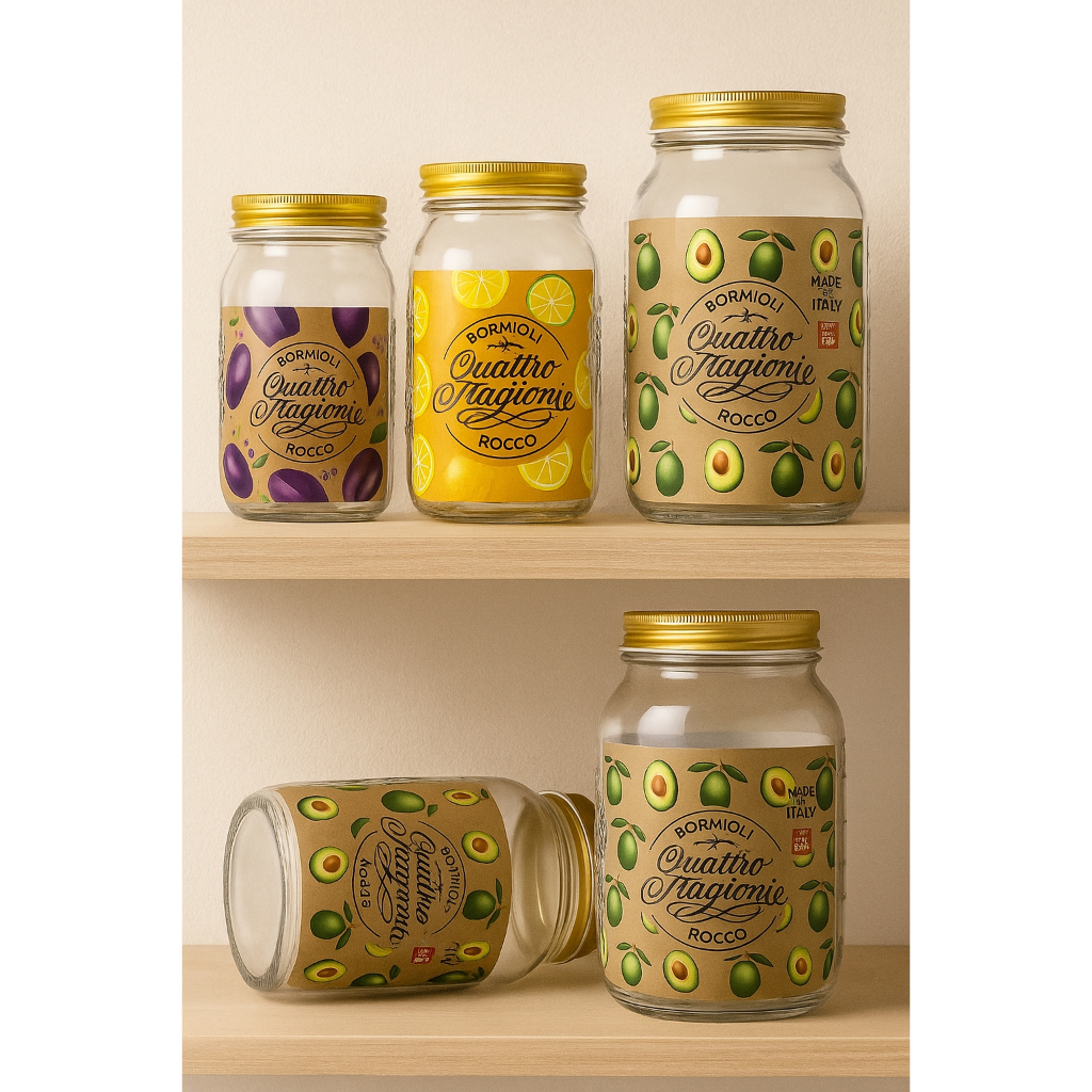 POTE DE VIDRO QUATTRO STAGIONI COM TAMPA DE METAL 150ml/250ml/320ml/500ml/1L/1,5l/3L e 3,8L - BORMIOLI ROCCO