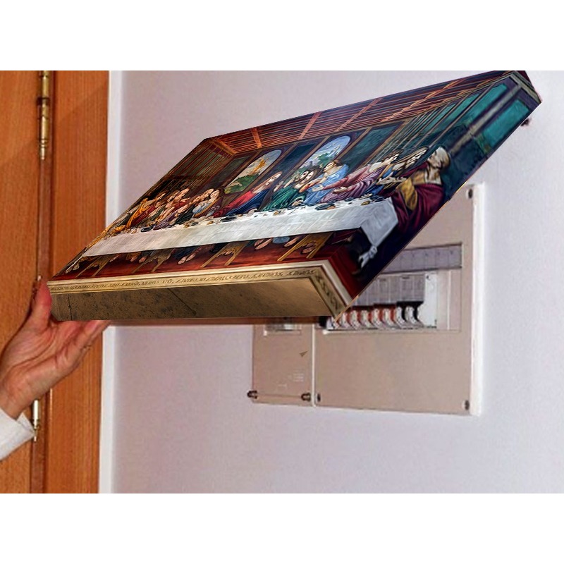 Quadro 90x80 Moldura Esconde Caixa Luz Energia Cobrir Distribuição Disjuntores recepção ultima ceia
