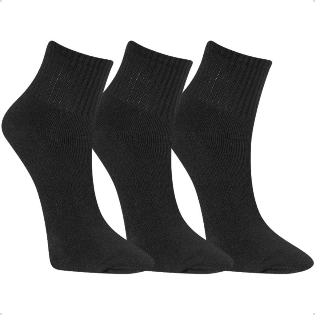 Kit 3 Pares Meia Masculina Cano Médio Algodão Esportiva Cano Médio Unissex Atoalhada Confortável em Oferta na Shopee