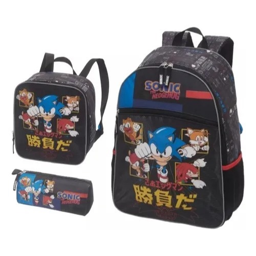 Kit Mochila Infantil Boneco Sonic E Tails Costas Tam Grande