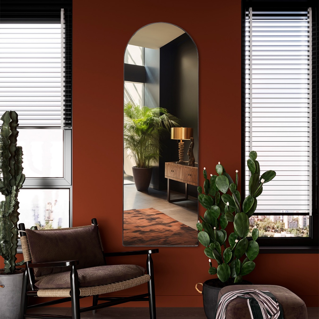 Espelho Vitral Decorativo 150x50 Moldura em Couro Ecológico para Sala Quarto Banheiro em Oferta na Shopee