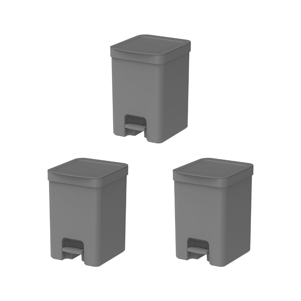 Kit de lixeiras com pedal Ou 3 peças 12L Linha Trium Chumbo em Oferta na Shopee