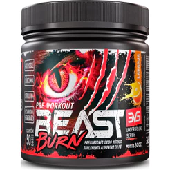 PRÉ TREINO BEAST BURN 300g - O Único Com Morosil, Beta Alanina, Cafeína, Arginina, e Muito Mais