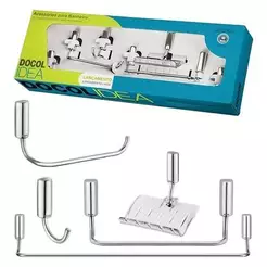 Kit Acessórios Banheiro Docol Idea 5 Peças Cromado