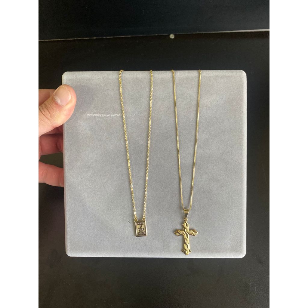 Cordão Corrente Veneziana 0,7mm Banhada a Ouro 18k Masculino e Colar Escapulário Deus é Fiel M
