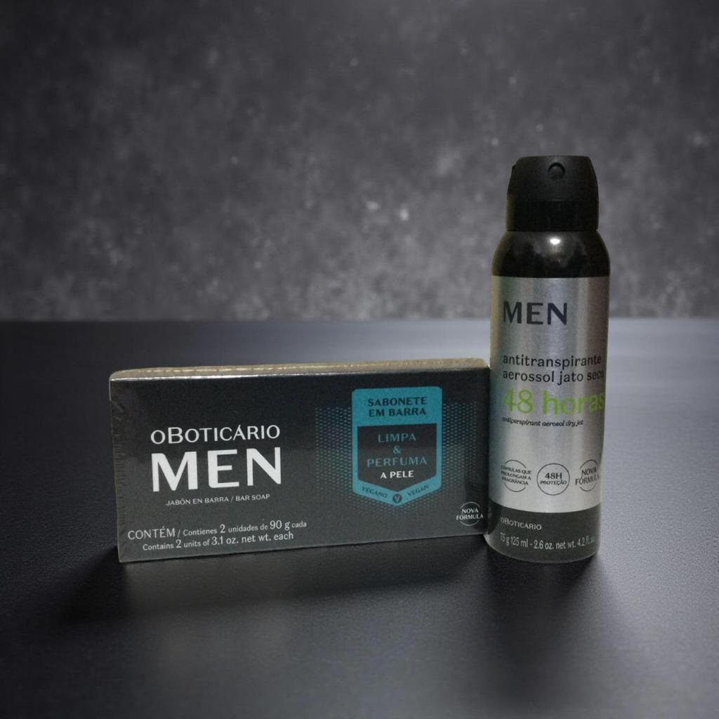 Combo MEN: Sabonete em Barra 2x90g + Desodorante Antitranspirante 125ml+Caixa Presente