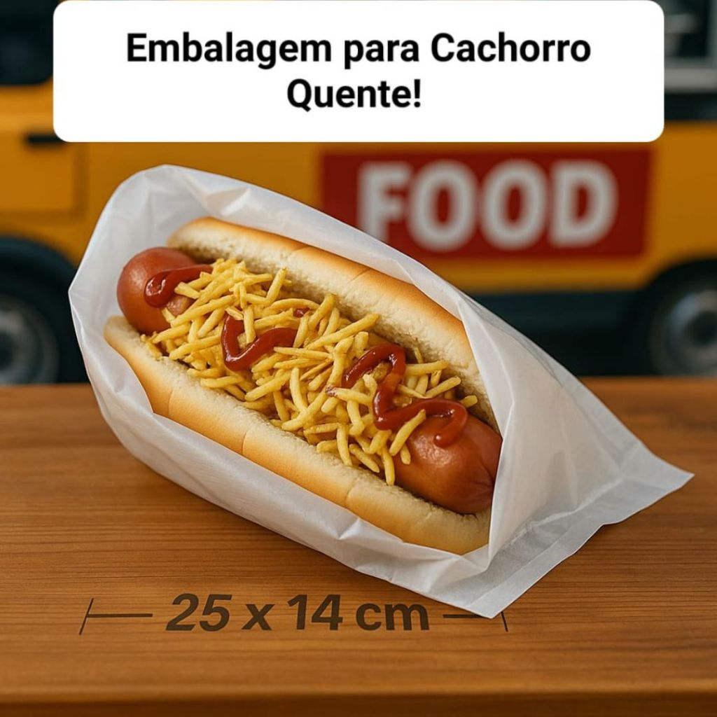 Saco Plástico 25x14 CM Para Lanche Hot Dog Cachorro Quente Branco Descartável 100-400 UN em Oferta na Shopee