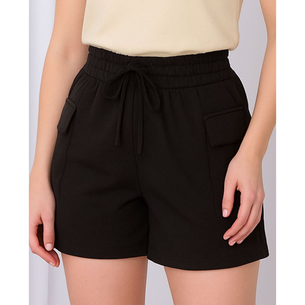 Detalhes do Short Cargo com bolso laterais na malha de algodão fresquinho elegante moderno casual look perfeito