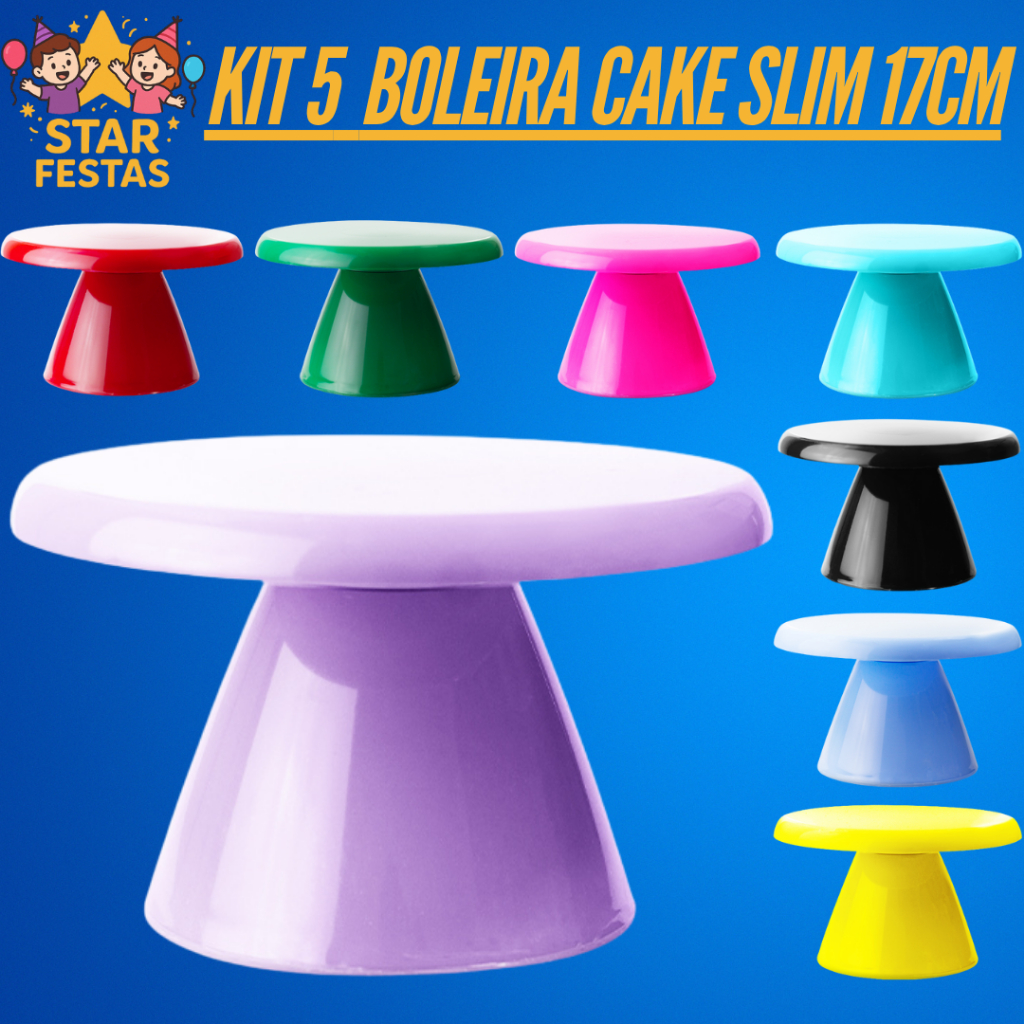 Kit 5 Boleira Cake Slim 17cm
