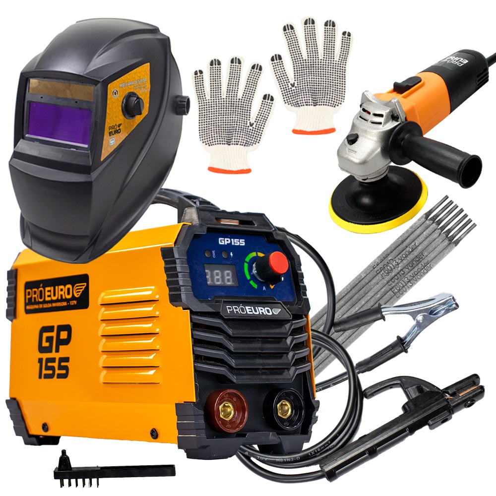 Máquina de Solda 155a 110v + Esmerilhadeira + Máscara e Luvas em Oferta na Shopee