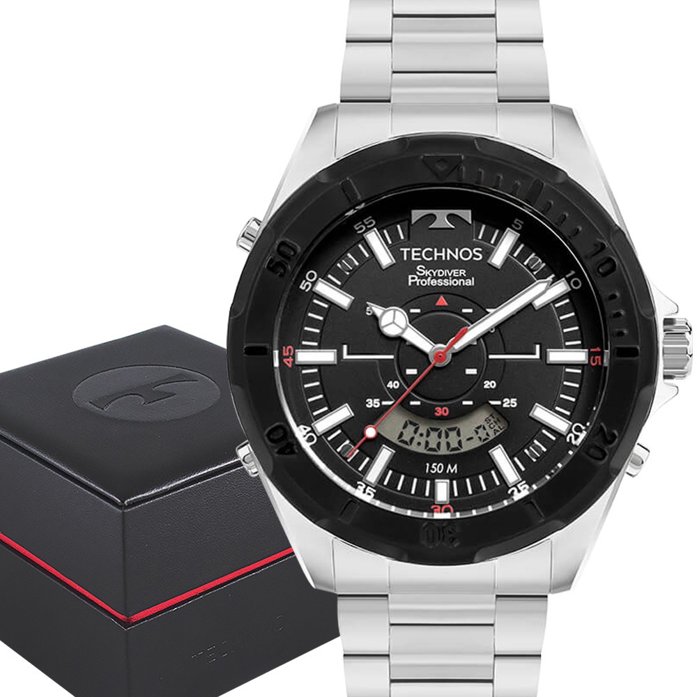 Relógio Technos Masculino Anadigi Prata 1 Ano De Garantia em Oferta na Shopee