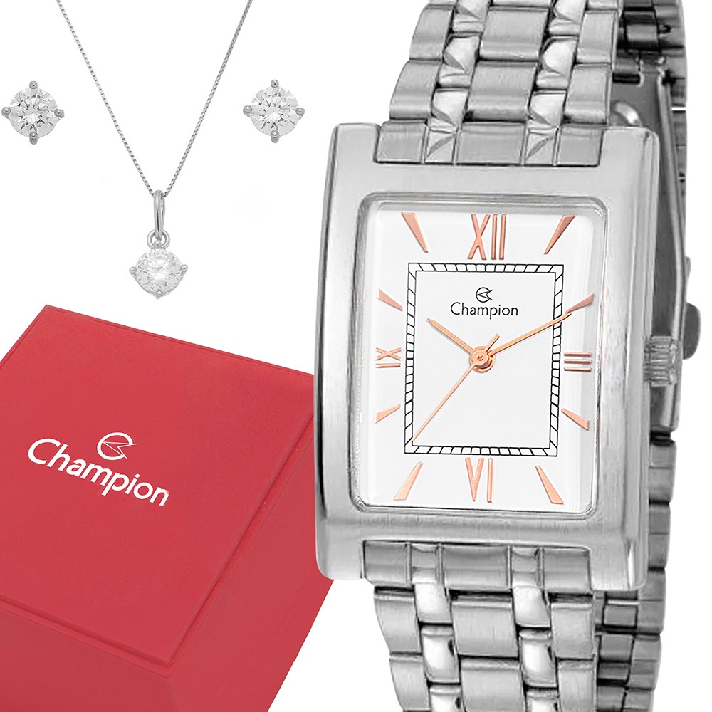 Relógio Champion Feminino Prata Prova d'água com 1 ano de garantia em Oferta na Shopee