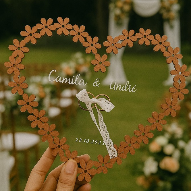 Porta Aliança de Casamento Personalizado Noivos Luxo Acobreado em Oferta na Shopee