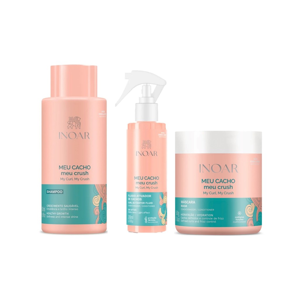 Inoar Kit Meu Cacho Meu Crush Shampoo 500ml + Ativador 200ml + Máscara 500g