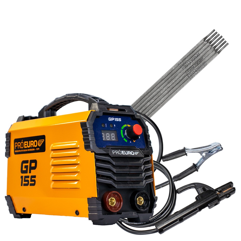 Máquina de Solda Inversora GP 155A 127V Pró Euro MMA TIG Lift Portátil Profissional + Eletrodo 6013 em Oferta na Shopee
