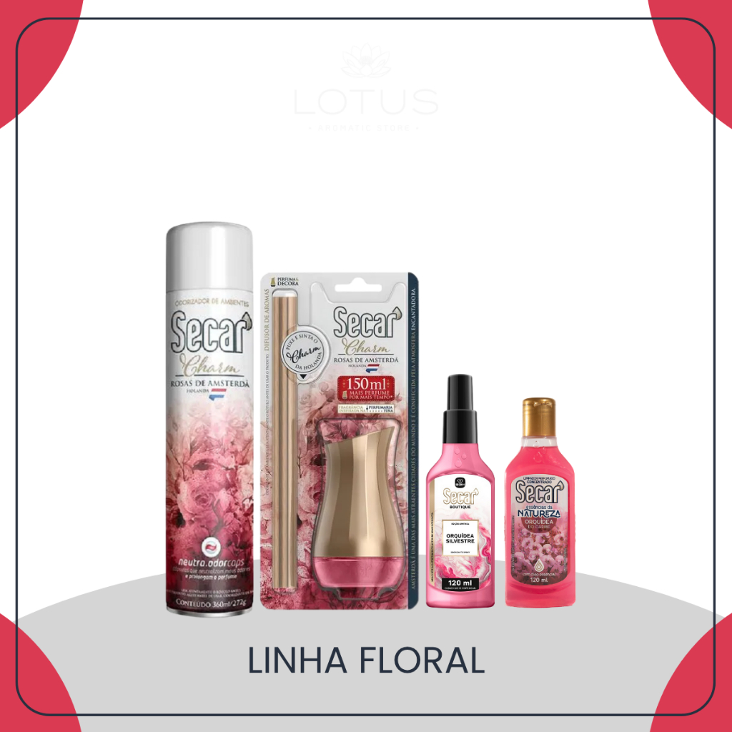 Kit Secar Floral Charm | Antimofo + Difusor Charm + Odorizador + Limpador Orquidea