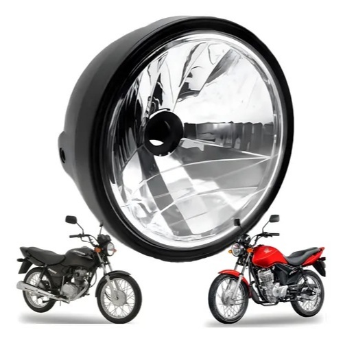 Farol bloco óptico Honda CG FAN 125 ES/KS 2005 até 2013 aro preto injetado