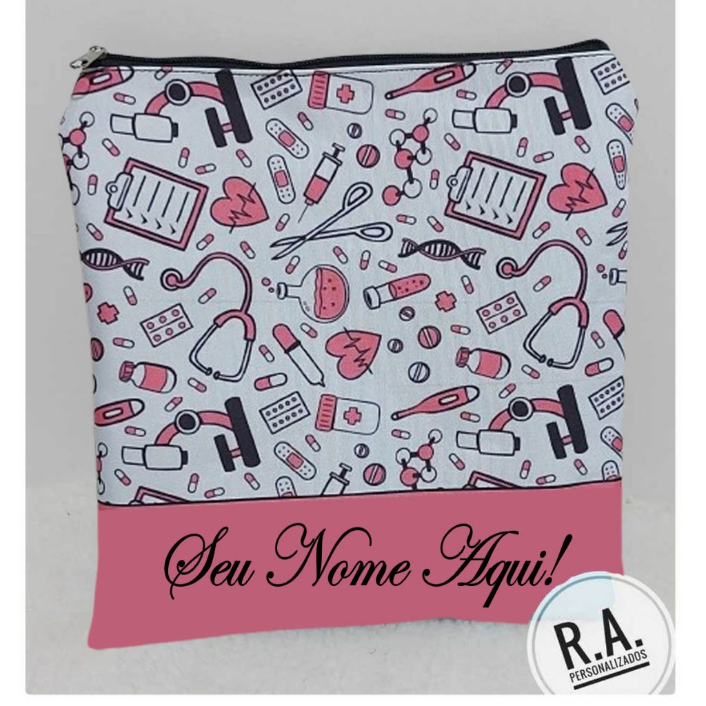 Porta jaleco Farmácia + Nécessaire Personalizados com o SEU NOME!