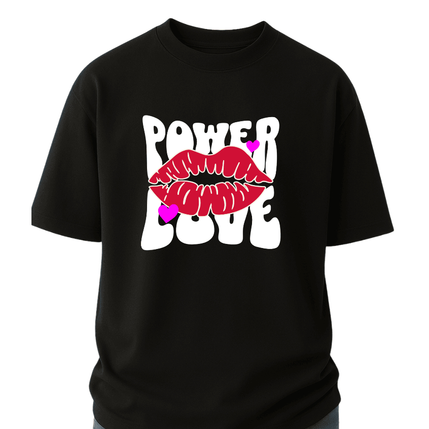 Camiseta Casual Modelo Oversized Feminina "Power Love" – Promoção Tendência Streetwear Estampada Casual