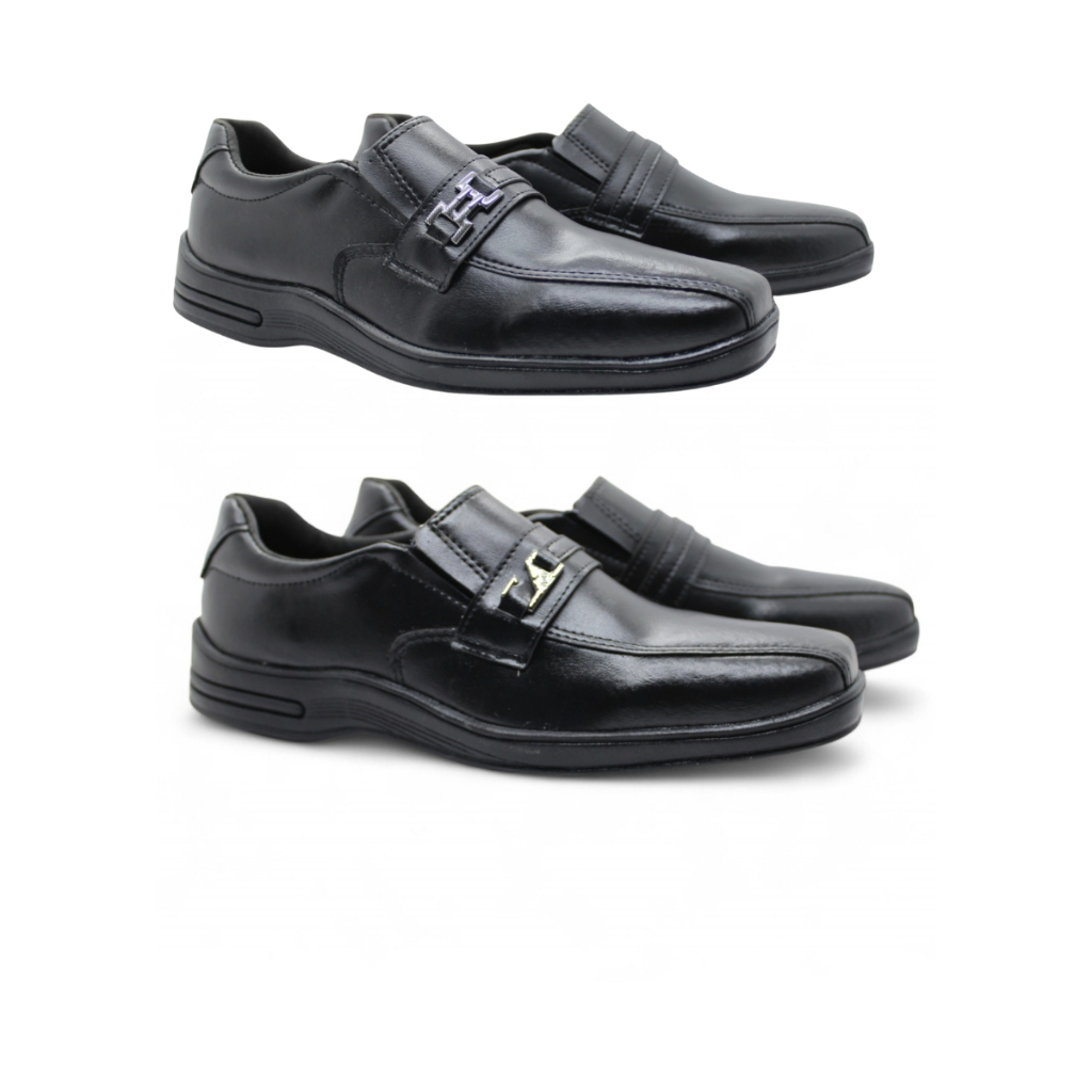 Kit 2 Pares Sapato Masculino Preto Mocassim com Metal Calce Fácil Conforto