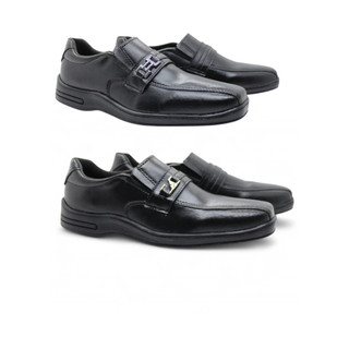 Kit 2 Pares Sapato Masculino Preto Mocassim com Metal Calce Fácil Conforto