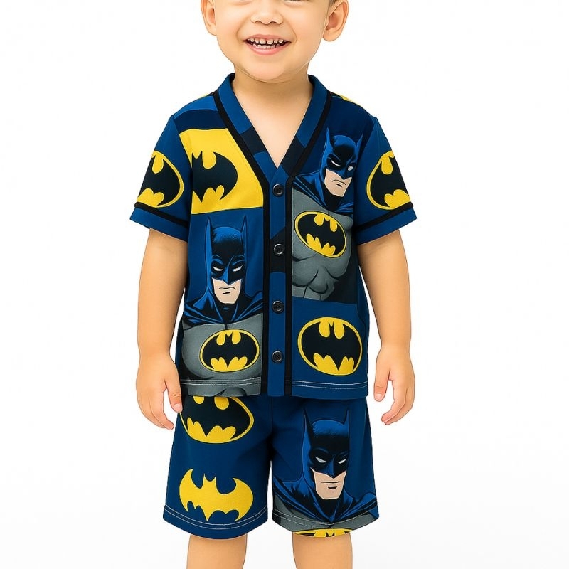 Pijama Curto Infantil Masculino Batman | Suede Confortável | Tamanhos P M G | Envio em até 3 Dias Úteis