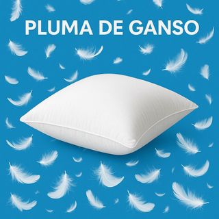 2 Travesseiros Antialérgico Impermeável 50x70Cm Plumas de Ganso Macio Branco