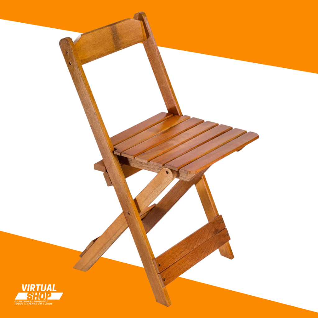 Cadeiras Madeira Dobrável Balcão Bar Área Gourmet Envernizada/Natural