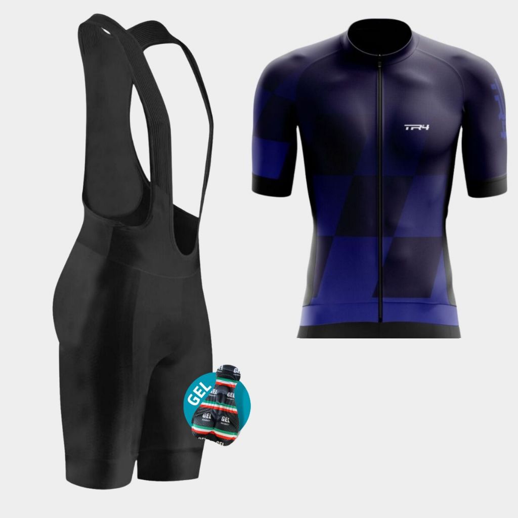 Conjunto Ciclismo Masculino Camiseta Premium Ziper Total Bretelle Acolchoado Gel Bike Pedal Mtb