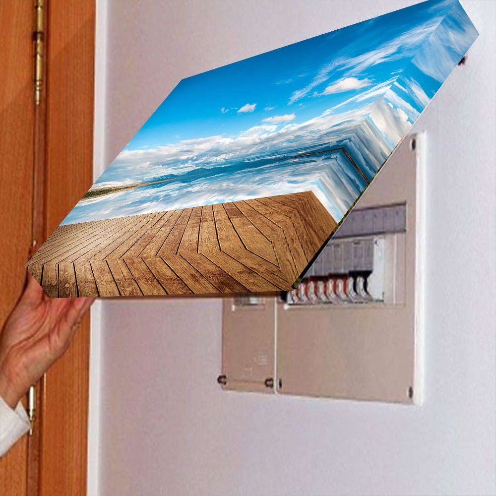 Quadro 90x80 Moldura Esconde Caixa Luz Energia Cobrir Distribuição Disjuntores decorativo sala ponte