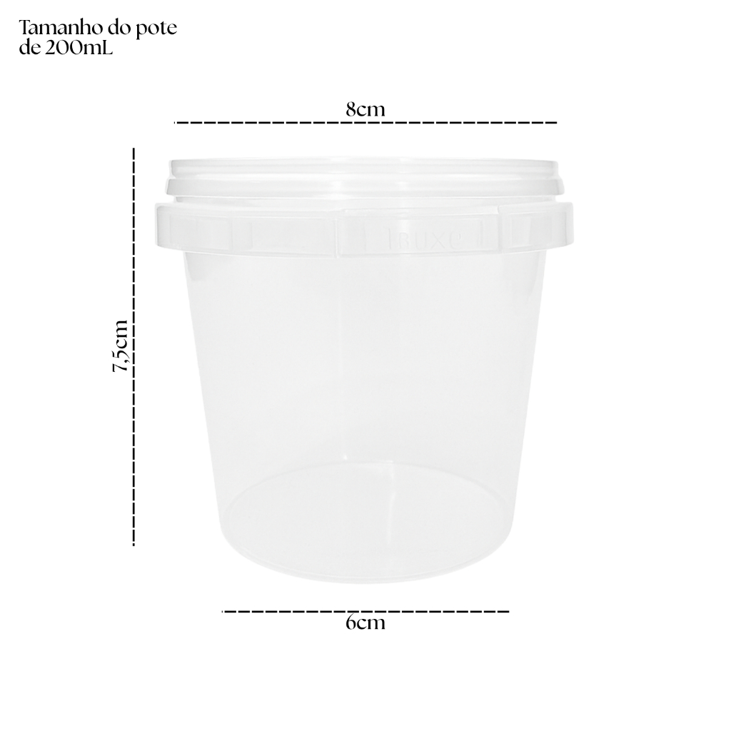 Pote c/ Tampa 200ml Plástico Redondo Transparente p/ Temperos, Sobremesas Mel Miçangas
