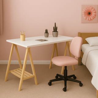 2 Cavaletes Studio De Madeira Para Mesa De Escritório 75X50 com Base Estrado em Madeira Pinus em Oferta na Shopee