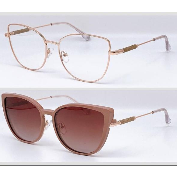 ÓCULOS CLIP-ON METAL FEMININA LENTE POLARIZADA MODA METAL/NOVO