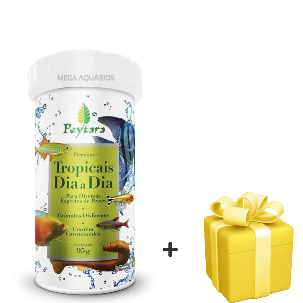 Ração Tropicais Dia a Dia 95g Poytara – Alimento Completo para Peixes Tropicais de Aquário