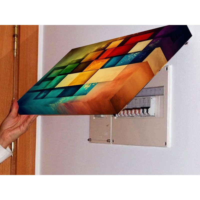 Quadro 90x80 Moldura Esconde Caixa Luz Energia Cobrir Distribuição Disjuntores decorativo abstrato