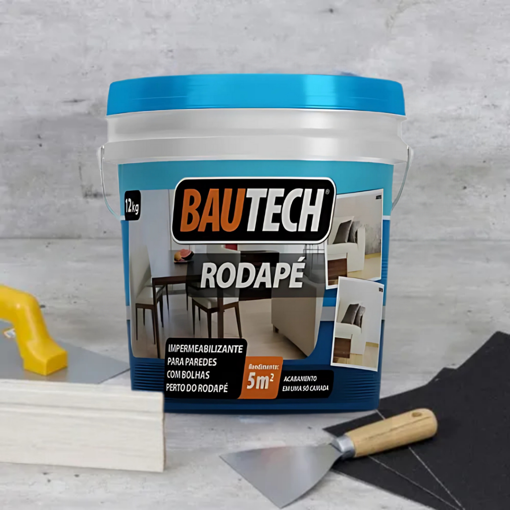 Argamassa Rodapé Impermeabilizante 12kg Bautech Parede Descascada Bolhas Mofo Massa Cerâmica Aderência Umidade Bolor