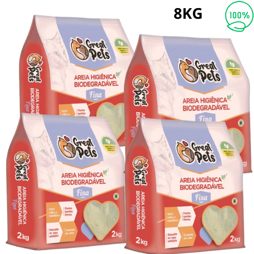 Areia Higiênica Sanitária Para Gatos Biodegradavel Mandioca Milho Fina - Great Pets