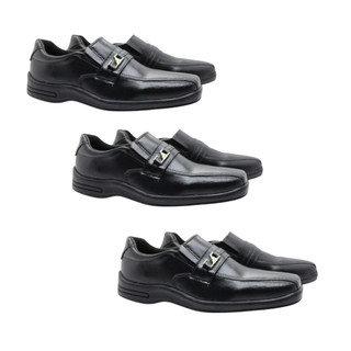 Kit 3 Pares Sapato Mocassim Preto com Metal - Uniforme Trabalho Calce Fácil