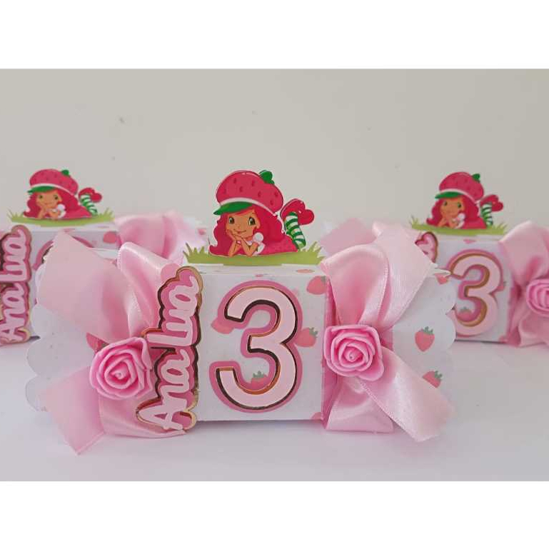 Kit 12 caixas personizadas Moranguinho - Festa de aniversario - Mesversario - Personalizados Moranguinho